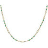 Collier Orusbijoux Collier Argent Dor&eacute; Maillon Pierre Onyx Vert Dor&eacute;