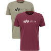 T-shirt Alpha Industries Alpha Label T-Shirt 2 Pack - olive/burgundy