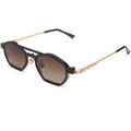 Lunettes sur Grenoble : Lunettes de soleil Xlab Col. de page. Or + clip Cadres Optiques, Or/Marron, 48 mm Dor&eacute;
