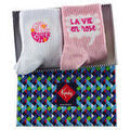 Chaussettes sur Grenoble : Chaussettes Kindy Coffret 2 paires Socquettes &agrave; messages Coton majoritaire Blanc