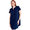 Robe courte Admas Tunique de plage boutonn&eacute;e manches courtes Fluido Bleu Grenoble