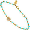 Bracelets Orusbijoux Bracelet Argent Dor&eacute; C?ur Serti Blanc Pierres Amazonite Dor&eacute;