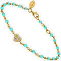 Bracelets sur Grenoble : Bracelets Orusbijoux Bracelet Argent Dor&eacute; C?ur Serti Blanc Pierres Amazonite Dor&eacute;