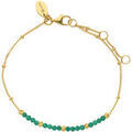 Bracelets sur Grenoble : Bracelets Orusbijoux Bracelet Argent Dor&eacute; Pampilles Et Pierre Naturelle Onyx Dor&eacute;