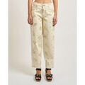 Jeans mom Manila Grace Pantalon &agrave; motifs floraux pour femmes Beige Grenoble