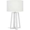 Lampes de bureau Tosel Lampe de chevet colonne bois blanc et &eacute;cru Blanc Unique. . Maison & D&eacute;co > Lampes de bureau.