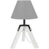 Lampes de bureau Tosel Lampe de chevet tr&eacute;pied bois blanc et gris Blanc Unique. . Maison & D&eacute;co > Lampes de bureau.