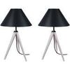 Lampes de bureau Tosel Lampe de chevet tr&eacute;pied bois blanc et noir Blanc Unique. . Maison & D&eacute;co > Lampes de bureau.