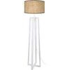 Lampadaires Tosel Lampadaire colonne bois blanc et paille Blanc Unique. . Maison & D&eacute;co > Lampadaires.