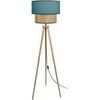 Lampadaires Tosel Lampadaire tr&eacute;pied bois fonc&eacute; et bleu Marron Unique. . Maison & D&eacute;co > Lampadaires.