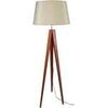 Lampadaires Tosel Lampadaire tr&eacute;pied bois fonc&eacute; et cr&eacute;me Marron Unique. . Maison & D&eacute;co > Lampadaires.