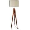Lampadaires Tosel Lampadaire tr&eacute;pied bois fonc&eacute; et cr&eacute;me Marron Unique. . Maison & D&eacute;co > Lampadaires.