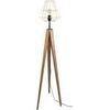 Lampadaires Tosel Lampadaire tr&eacute;pied bois fonc&eacute; et cr&eacute;me Marron Unique. . Maison & D&eacute;co > Lampadaires.