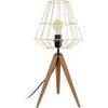 Lampes de bureau Tosel Lampe a poser tr&eacute;pied bois fonc&eacute; et cr&eacute;me Marron Unique. . Maison & D&eacute;co > Lampes de bureau.