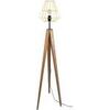 Lampadaires Tosel Lampadaire tr&eacute;pied bois fonc&eacute; et jaune Marron Unique. . Maison & D&eacute;co > Lampadaires.