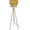 Lampadaires Tosel Lampadaire tr&eacute;pied bois fonc&eacute; et jaune Marron Unique. . Maison & D&eacute;co > Lampadaires.