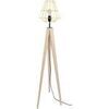 Lampadaires Tosel Lampadaire tr&eacute;pied bois naturel et jaune pastel Beige Unique. . Maison & D&eacute;co > Lampadaires.