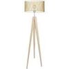 Lampadaires Tosel Lampadaire tr&eacute;pied bois naturel et jaune pastel Beige Unique. . Maison & D&eacute;co > Lampadaires.