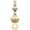 Lustres, suspensions et plafonniers Tosel Suspension cylindrique bois naturel et blanc Beige Unique. . Maison & D&eacute;co > Lustres, suspensions et plafonniers.