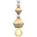 Lustres, suspensions et plafonniers Tosel Suspension cylindrique bois naturel et blanc Beige Unique. . Maison & D&eacute;co > Lustres, suspensions et plafonniers.