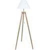 Lampadaires Tosel Lampadaire tr&eacute;pied bois naturel et blanc Beige Unique. . Maison & D&eacute;co > Lampadaires.