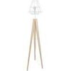 Lampadaires Tosel Lampadaire tr&eacute;pied bois naturel et blanc Beige Unique. . Maison & D&eacute;co > Lampadaires.