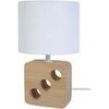 Lampes de bureau Tosel Lampe de chevet carr&eacute; bois naturel et blanc Beige Unique. . Maison & D&eacute;co > Lampes de bureau.
