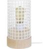 Lampes de bureau Tosel Lampe de chevet cylindrique bois naturel et blanc Beige Unique. . Maison & D&eacute;co > Lampes de bureau.