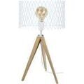 Lampes de bureau Tosel Lampe de chevet tr&eacute;pied bois naturel et blanc Beige Unique. . Maison & D&eacute;co > Lampes de bureau.