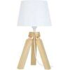Lampes de bureau Tosel Lampe de chevet tr&eacute;pied bois naturel et blanc Beige Unique. . Maison & D&eacute;co > Lampes de bureau.