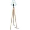 Lampadaires Tosel Lampadaire tr&eacute;pied bois naturel et bleu pastel Beige Unique. . Maison & D&eacute;co > Lampadaires.