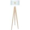 Lampadaires Tosel Lampadaire tr&eacute;pied bois naturel et bleu pastel Beige Unique. . Maison & D&eacute;co > Lampadaires.