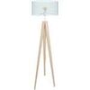 Lampadaires Tosel Lampadaire tr&eacute;pied bois naturel et bleu pastel Beige Unique. . Maison & D&eacute;co > Lampadaires.