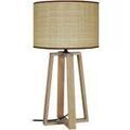 Lampes de bureau Tosel Lampe de chevet colonne bois naturel et creme Beige Unique. . Maison & D&eacute;co > Lampes de bureau.