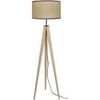 Lampadaires Tosel Lampadaire tr&eacute;pied bois naturel et cr&eacute;me Beige Unique. . Maison & D&eacute;co > Lampadaires.