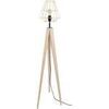 Lampadaires Tosel Lampadaire tr&eacute;pied bois naturel et cr&egrave;me Beige Unique. . Maison & D&eacute;co > Lampadaires.