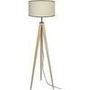 Lampadaires Tosel Lampadaire tr&eacute;pied bois naturel et cr&egrave;me Beige Unique. . Maison & D&eacute;co > Lampadaires.