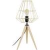Lampes de bureau Tosel Lampe a poser tr&eacute;pied bois naturel et cr&egrave;me Beige Unique. . Maison & D&eacute;co > Lampes de bureau.
