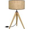 Lampes de bureau Tosel Lampe a poser tr&eacute;pied bois naturel et cr&egrave;me Beige Unique. . Maison & D&eacute;co > Lampes de bureau.