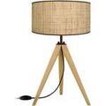 Lampes de bureau Tosel Lampe a poser tr&eacute;pied bois naturel et cr&egrave;me Beige Unique. . Maison & D&eacute;co > Lampes de bureau.
