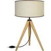 Lampes de bureau Tosel Lampe a poser tr&eacute;pied bois naturel et cr&egrave;me Beige Unique. . Maison & D&eacute;co > Lampes de bureau.