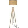 Lampadaires Tosel Lampadaire tr&eacute;pied bois naturel et cr&egrave;me paille Beige Unique. . Maison & D&eacute;co > Lampadaires.