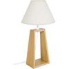 Lampes de bureau Tosel Lampe de chevet colonne bois naturel et &eacute;cru Beige Unique. . Maison & D&eacute;co > Lampes de bureau.
