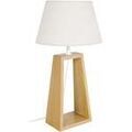 Luminaire sur Grenoble : Lampes de bureau Tosel Lampe de chevet colonne bois naturel et &eacute;cru Beige Unique. . Maison & D&eacute;co > Lampes de bureau.