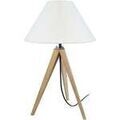 Luminaire sur Grenoble : Lampes de bureau Tosel Lampe de chevet tr&eacute;pied bois naturel et &eacute;cru Beige Unique. . Maison & D&eacute;co > Lampes de bureau.