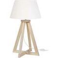 Luminaire sur Grenoble : Lampes de bureau Tosel Lampe de chevet colonne bois naturel et &eacute;cru Beige Unique. . Maison & D&eacute;co > Lampes de bureau.