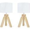 Lampes de bureau Tosel Lampe de chevet tr&eacute;pied bois naturel et &eacute;cru Beige Unique. . Maison & D&eacute;co > Lampes de bureau.
