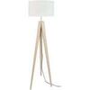 Lampadaires Tosel Lampadaire tr&eacute;pied bois naturel et &eacute;cru Beige Unique. . Maison & D&eacute;co > Lampadaires.