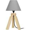 Lampes de bureau Tosel Lampe de chevet tr&eacute;pied bois naturel et gris Beige Unique. . Maison & D&eacute;co > Lampes de bureau.