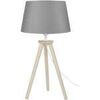 Lampes de bureau Tosel Lampe de chevet tr&eacute;pied bois naturel et gris Beige Unique. . Maison & D&eacute;co > Lampes de bureau.